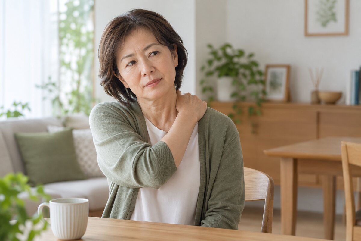 首や肩に不快感がある女性